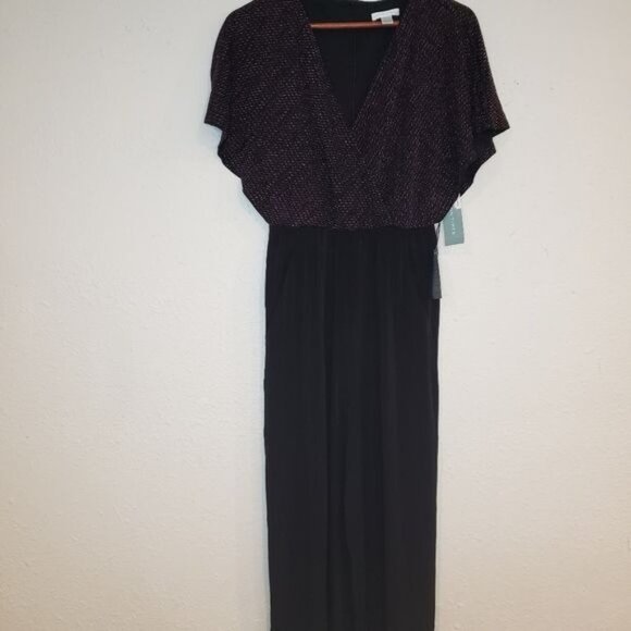 NWT London Times Two Tone Metallic Knit Jumpsuit Size 4 - Picture 3 of 8